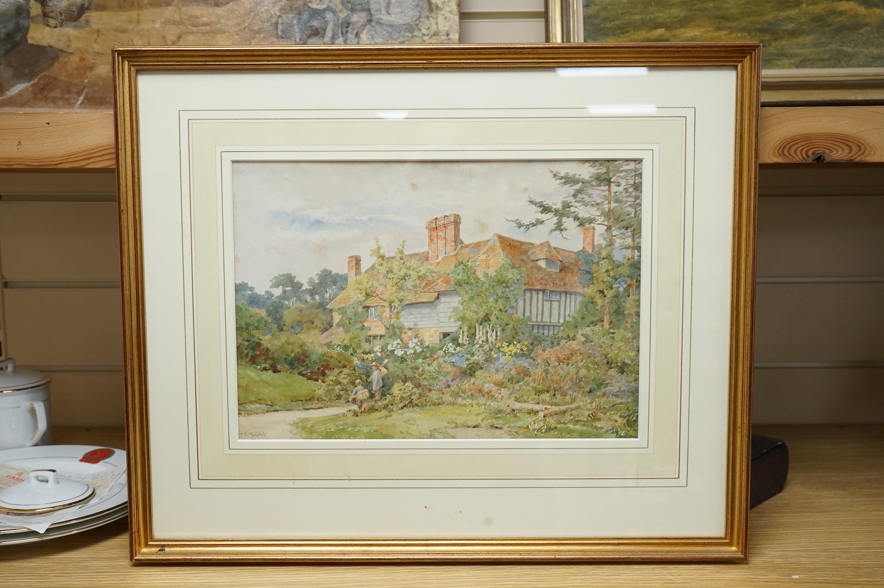 Thomas Nicholson Tyndale (1860-1930), watercolour, Victorian flower garden, signed, 22 x 31cm